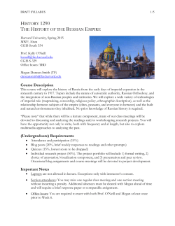 History of the Russian Empire: Working Syllabus