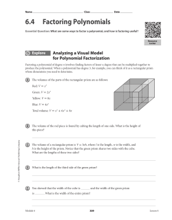6.4 Factoring Polynomials