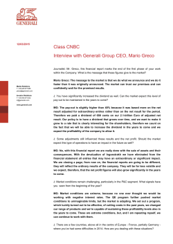 Class CNBC Interview with Generali Group CEO, Mario Greco