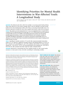 Identifying Priorities for Mental Health Interventions in War