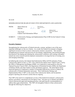 October 30, 2015 M-16-04 MEMORANDUM FOR HEADS OF EXECUTIVE