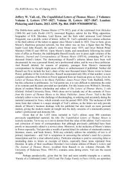 Jeffery W. Vail, ed., The Unpublished Letters of Thomas Moore. 2