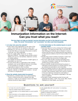 Immunization Information on the Internet: Can you trust what you read?