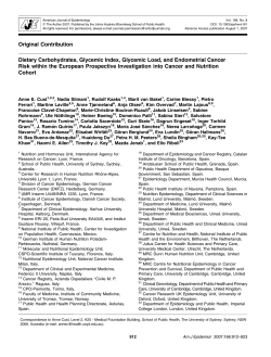 Dietary Carbohydrates, Glycemic Index, Glycemic Load, and