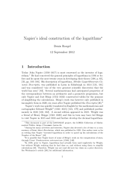 Napier`s ideal construction of the logarithms