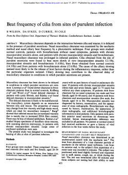 Beat frequency of cilia fromsites ofpurulent infection