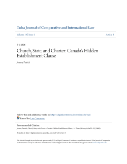Church, State, and Charter: Canada`s Hidden Establishment Clause