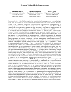 Dynamic TAG and lexical dependencies