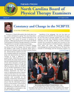 Issue 47 - North Carolina Board of Physical Therapy Examiners