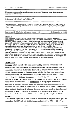Nucleotide sequence and proposed secondary structure of