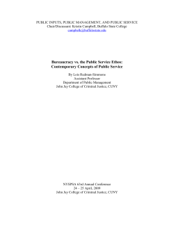 Bureaucracy vs. the Public Service Ethos: Contemporary Concepts