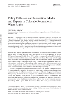 Policy Diffusion and Innovation - Center for Science and Technology