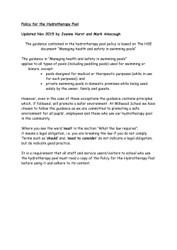 Policy for the Hydrotherapy Pool Updated Nov 2015 by Joanne