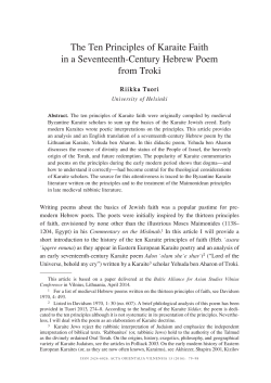 The Ten Principles of Karaite Faith in a Seventeenth