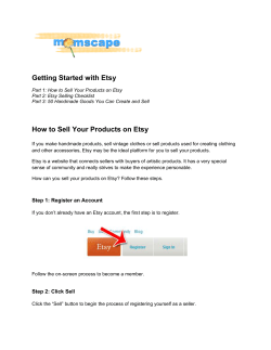 Getting Started with Etsy How to Sell Your