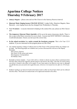 Aparima College Notices Thursday 9 February 2017