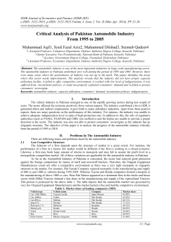 Critical Analysis of Pakistan Automobile Industry