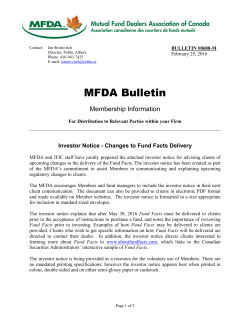 Investor Notice - Changes to Fund Facts Delivery