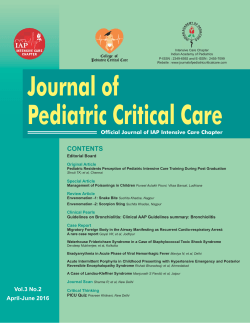 April-June 2016  - Pediatric Intensive Care Chapter