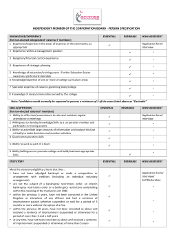 8- Corporation Board Member - Person Specification (Revised)