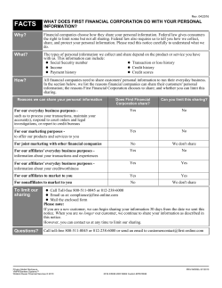 FACTS WHAT DOES FIRST FINANCIAL CORPORATION DO WITH