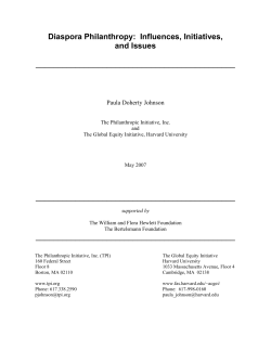 Diaspora Philanthropy: Influences, Initiatives, and Issues