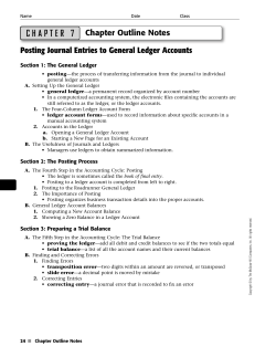 CHAPTER 7 Quick Quiz Posting Journal Entries to General Ledger