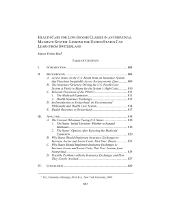 Health Care for Low-Income Classes in an Individual Mandate