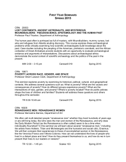 Spring 2015 &ndash; First Year Seminar