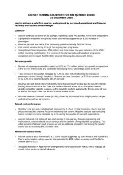 1 easyjet trading statement for the quarter ended 31