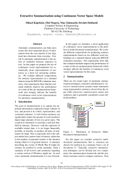 Extractive Summarization using Continuous Vector Space Models