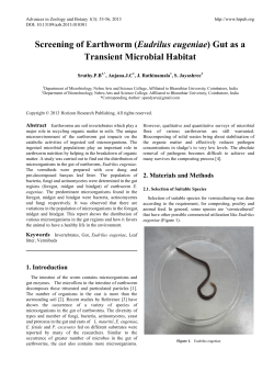 Screening of Earthworm (Eudrilus eugeniae) Gut as a Transient