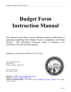 Budget Form Instruction Manual - Nebraska Auditor of Public Accounts