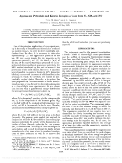 Appearance Potentials and Kinetic Energies of Ions from N 2, CO