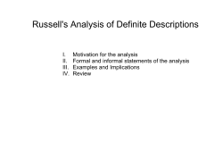 Russell`s Analysis of Definite Descriptions