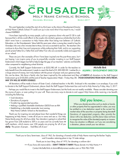 March 2017 Newsletter - Holy Name Catholic School