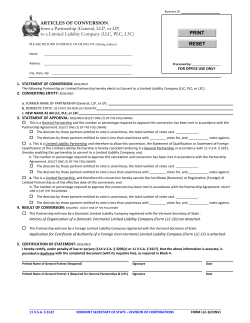 ARTICLES OF CONVERSION from a Partnership (General, LLP, or
