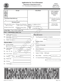 Sample I-131 Form - Application for Refugee Travel Document
