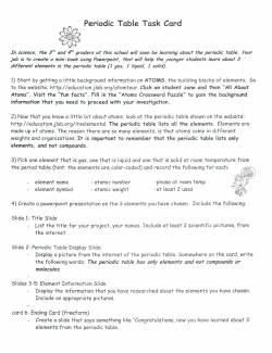periodic table taskcard