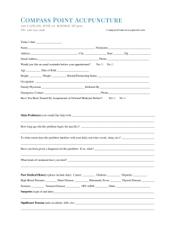 Acupuncture Health History Form