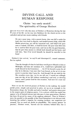 Christ `my onely musick`: The Spirituality of George Herbert