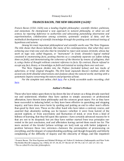 FRANCIS BACON, THE NEW ORGANON (1620)1