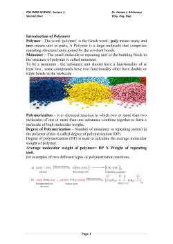 Introduction of Polymers Polymer - The word `polymer` is the Greek