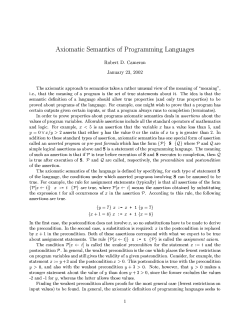 Axiomatic Semantics of Programming Languages Robert D