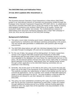 The DACCIWA Data and Publication Policy 24 July 2015 (updated