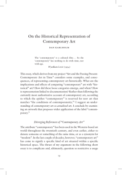 On the Historical Representation of Contemporary Art