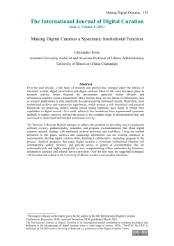 Making Digital Curation a Systematic Institutional Function