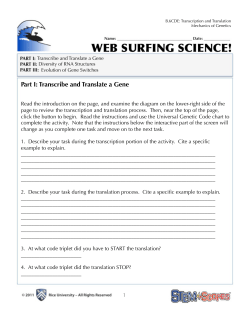 Part I: Transcribe and Translate a Gene