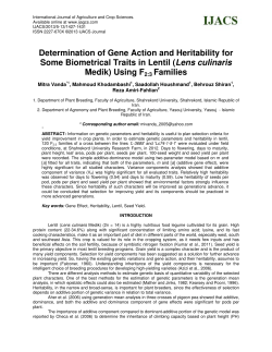 Determination of Gene Action and Heritability for Some Biometrical