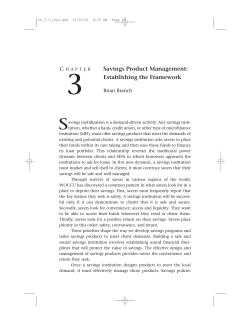 Chapter 3: Savings Product Management: Establishing the Framework